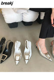 High Heel Shoes Women Slingback Sandals Female Pointed Toe Elegant Pumps For Party Shoes Brand Buckle Slip On Mule