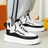 Sneakers High Top For Men Vulcanized Leather Shoes Platform Sneakers Fashion Mens Skateboard Shoes