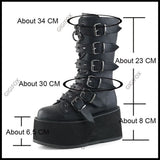 Gothic Style Cool Street Comfy Motorcycle Boots High Heel Punk Rivets Chunky Platform Mid-Calf Women Boots Shoes