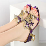 Diamond Cool Slippers Summer 2024 New Thick Heels, Temperament Crystal Diamond Setting, Fashionable