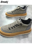 Men's Casual Shoes Fashion Thick Sole Sneakers Flat Non-slip Sports Running Shoes Comfortable High Top Men's