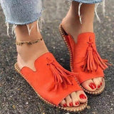 New Fringe Slides Women's Fashion Outdoor Flat Slippers Summer Comfortable Sandals Big Size Casual Women's