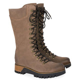 Fashion Women's Mid-Calf Boots Round Toe Western Lace-Up Side Zipper Ladies Boots Comfortable Non-Slip Motorcycle