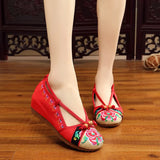 Breakj Not Include Shoe Box Single Shoes Full Size Inside Raised 5 Cm High Heels Embroidered Cloth Shoes Spring And Summer Women's