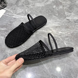 and The United States Hollow Mesh Small Weave Roman Sandals New Fashion All Round Head Flat Baotou Drag