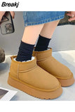 Winter Women Short Plush Warm Snow Boots Flats Casual Shoes Suede Fur Chelsea Ankle Boots Platform Ladies Shoes Botas