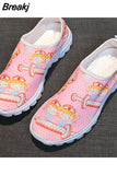 Flat Shoes Women Print Breathable Sneakers Slip-on Light Non-slip Flats Ladies Soft Bottom Loafer Casual Sports
