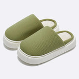 Warm Thick Sole Cotton Slippers Women Soft Bottom Non Slip Slippers for Home Flat Solid Color Indoor Slides Couple