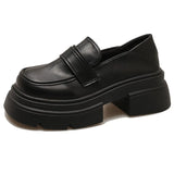 Love Shoes Heightened Small Leather Shoes 2024 New Korean Muffin Black English Round Head Retro JK
