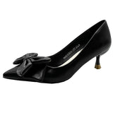 Bowknot Green Pumps for Women 2023 Fashion Pointed Toe High Heel Shoes Woman Shallow Pu Leather Office Ladies