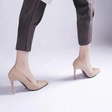 Spring and Autumn Women High Heel Single Shoes Wearing Pointed Solid Color Simple Shallow Mouth Sexy Women's Shoes