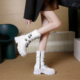 Goth Women Motorcycle Boots Buckle Chunky Heel Platform Shoes Rock Kpop Dark Luxury Brand Combat Boots Woman