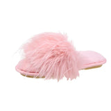 2023 Korean Version Of The New Flat-Bottomed Woolen Slippers Wear Fashionable Flip-Flops, Feathers, Morning Robes And