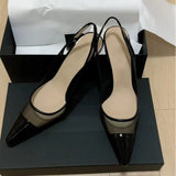 Breakj Ziran's New Fine Back Empty Single-Shoe Women 2025 Summer Buckle With Net Tips Sexy High