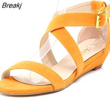 Women's Platform Wedge Sandals Simple Style Casual Pointed Toe High Heels Velvet Wedges Work Shoes 308-2