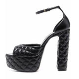 New Women's Sexy Party Shoes Fish Mouth Thick High Heel Platform Sandals Printed Large 43 Platform