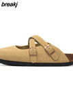 2023 New Summer Women Cork Slippers Buckle Non-slip Casual