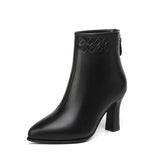 Winter New Fashion Pointed Back Zipper Naked Boots for Women's Versatile Comfortable Solid Color Fashion Boots for