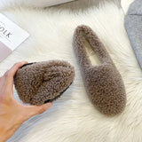 moccasins femme winter cotton home shoes women warm plush loafers comfy curly sheep fur flats woman large size