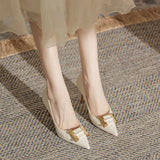 for Woman 2023 Office on Heeled Women's Summer Footwear Pumps High Heels Normal Leather Casual Stilito Formal Sale