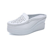 Hot Summer Women Platform Slipper pattern Floral Flats Breathable Leather Casual Shoes Slip-on comfortable Nurses