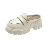 Women's Sneakers With Platform Shoes Thick Sole 2023 Casual Leather Low Fabric Mules Rubber Concise Square Toe Rome