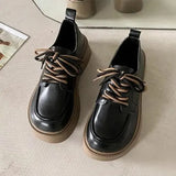 Woman Flats Clogs Platform Casual Female Sneakers Oxfords Modis All-Match British Style Dress Creepers New Leather Cross