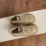 Women Ankle Boots 2023 Autumn Suede Leather Round Toe Flat Boots Lace Up Vintage Short Boots Soft Sole Non-slip Sneakers