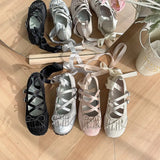 Mouth Simple Silver French Small Fragrance Flat Mary Jane Shoes Women 2024 New Autumn Winter Retro Light Mouth