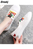 Zapatos De Mujer Lady Cute Sweet White Pu Leather Slip on Loafers Women Fashion Comfort Anti Skid Flat Shoes