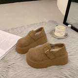 Breakj Women's New Vintage Vintage Retat One-Legged Lefu Shoes Round Headed Cotton Shoes In The Autumn And Winter