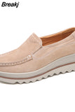 New Autumn Women Roud Toe Sneakers Faux Suede Platform Loafers Slip On Casual Moccasins Ladies Walking Shoes Driving