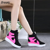 Sneakers Women 2023 New High Top Platform Casual Wedges Autumn Winter Female Black Internal Increase Vulcanize Shoes