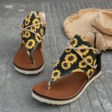 Breakj Size Sandals Women Popular Summer New Clip Toe Print Flat Sandals Women's Back Zipper Women