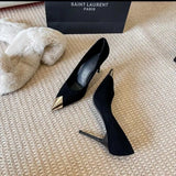 Breakj Black High-Heeled Women's New High-End Design In 2024 With A Small Metal