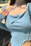 Autumn Elegant Knitted Sweater Women Long Sleeve Y2k Crop Tops Korean Style Short Pullover Pure Color Fashion Blouse