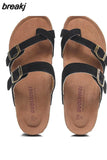 2023 New Summer Unisex Beach Cork Slippers Casual Women Men Nubuck Leather Solid Color Non-slip Flip Flops