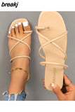 Summer Women Slippers Beach Fashion Flats Slip on Square Toe Slides Woman Outdoor Casual Shoes Zapatos Para