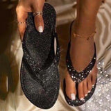 Women's Flip Flop Slippers Slides Bling Rhinestone Ladies Shoes Casual Summer Flat Female Crystal Glitter Woman Plus
