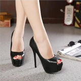 Pumps Shoes Woman High Heels 14CM Ladies Shoes 2023 Waterproof Table Fishmouth Shallow Korean Night Club Female
