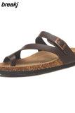 2023 New Women Summer Cork Slippers Casual Slip on Beach Outside Slides Flip Flops