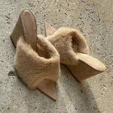 Breakj Shoes Heel Women's Shoes Tip Half Slippers Outside 2025 Spring And Summer New Lazy One-Legged Cotton