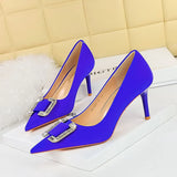 Breakj 6 Fashion Banquet Women's Shoes Heel High Heel Shallow Pointed Water Diamond Buckle Single Shoes High Heels