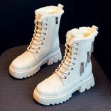 White Platform Boots Gothic Punk Shoes Women Winter Leather Booties Woman Fashion Designer Ankle Boots Botas