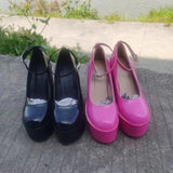 Heeled Ankle Strap Pumps Sweet Platform Pink Square Heel Woman High Heels Pumps Platform Shoes 2023 Spring Woman