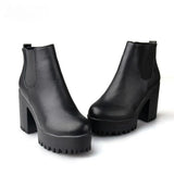 Mujer Fashion Women Boots Square Heel Platforms Zapatos Mujer PU Leather Thigh High Pump Boots Motorcycle