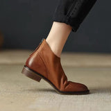 Breakj Retro Color Rear Zipper Martin And Ankle Boots Are Soft To Wear Flat Chelsea Short