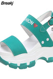 Sandals 8.5CM Wedge Heels Sneakers New Women Beach Flip Flop High Platform Casual Sandals Breathable Walking