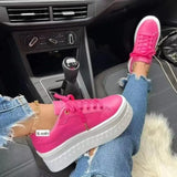 Thick Sole Vulcanized Sneakers Flats 2023 Fall Fashion White Running Shoes High Heels Platform Women's Shoes