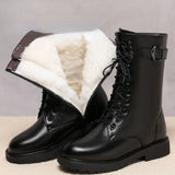 Women’s Winter Boots Shoes with Fur Soft Leather High-heeled Motorcycle Boots Woman New Wool Warm Winter Boots Botas De